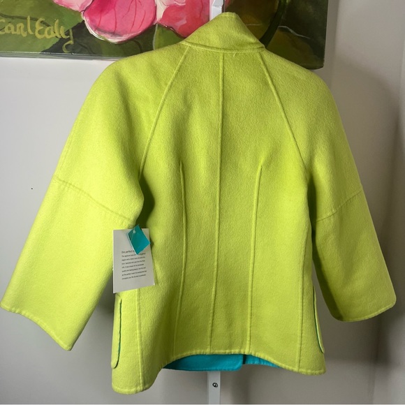 PerSe by Carlisle Wool Green & Blue Reversible Pea Coat Size 6 NWT - Picture 10 of 16